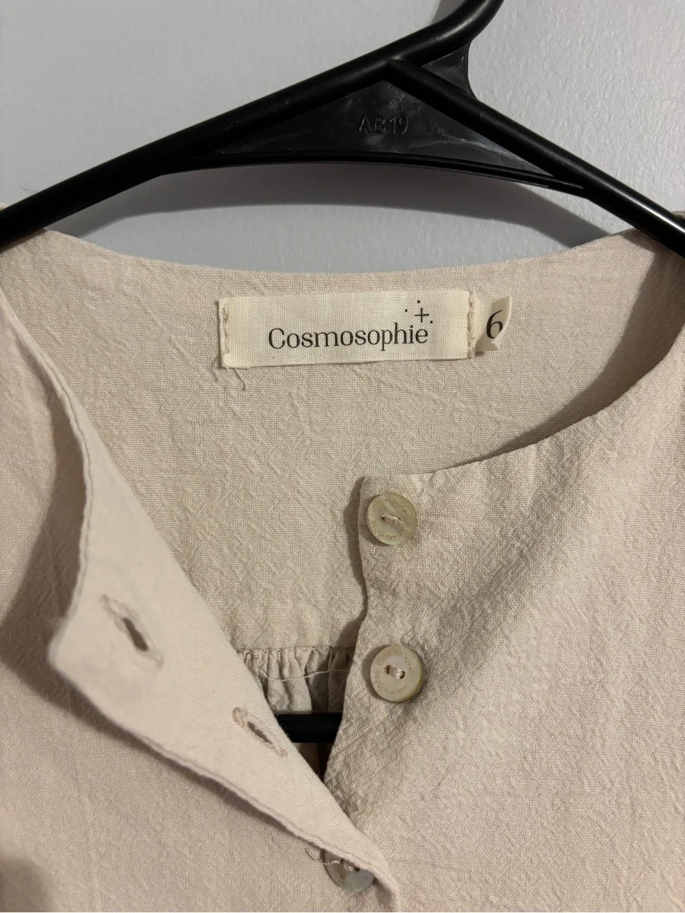 Cream Button-Front Girls Dress by cosmosophie